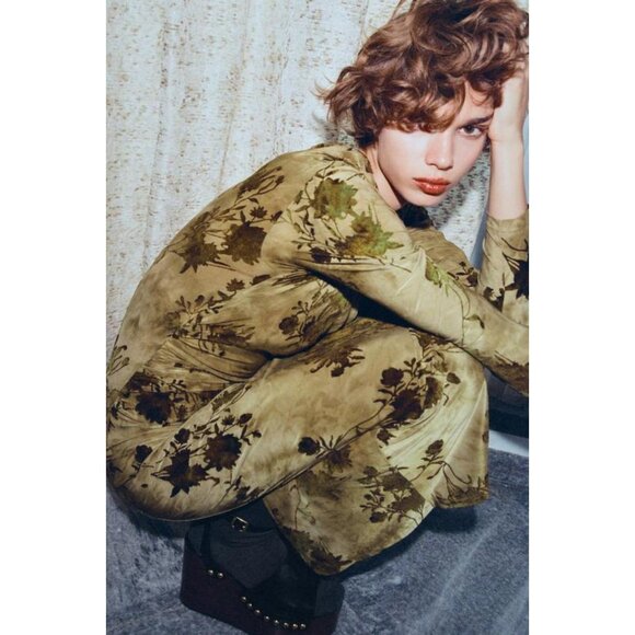 ZARA GATHERED FLOCKED DRESS - Picture 5 of 9